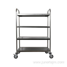 Stainless Steel Round Tube Four Tiers Food Cart